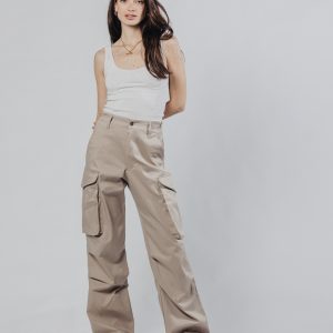 Sienna ženske bež cargo pantalone prednji prikaz studio