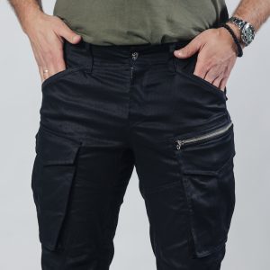 Muške crne cargo pantalone Street Hunter Black bočni prikaz