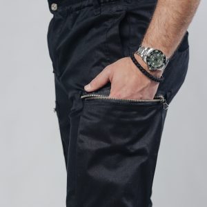 Street Hunter Midnight muške crne cargo jogger pantalone bočni prikaz
