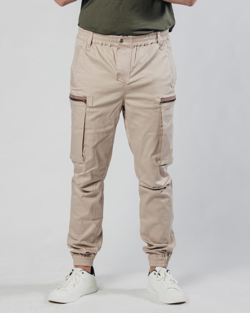 Muške bež cargo pantalone Street Hunter Savanna zadnji prikaz